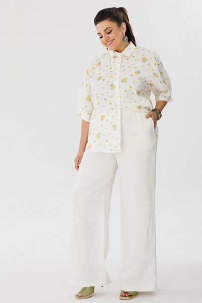 белые льняные штаны с карманами и классической посадкой Anelli 1425.2 белоснежка - фото 2