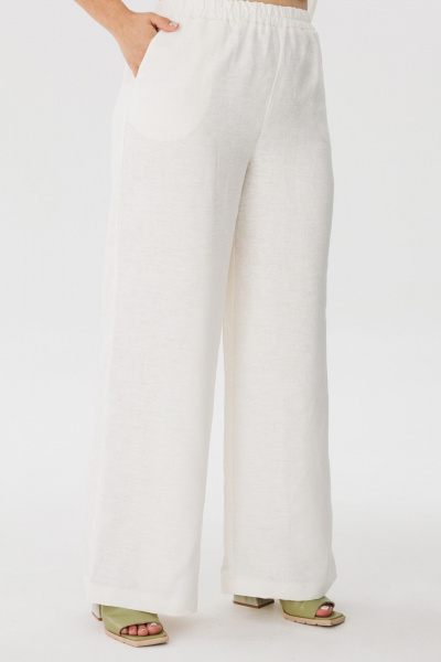 белые льняные штаны с карманами и классической посадкой Anelli 1425.2 белоснежка - фото 1