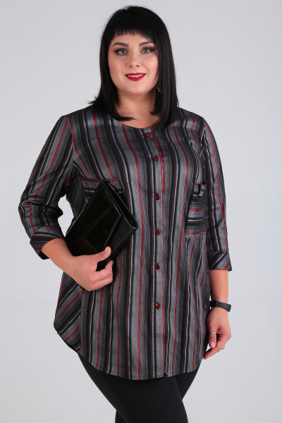 Блуза в полоску из текстиля с застёжкой на пуговицы Новелла Шарм А4001 - фото 1