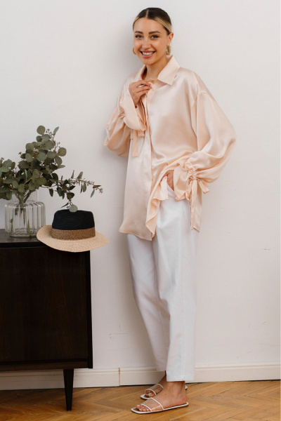 Жилет приталенный без лацканов из текстиля Ivera 5134 сливочный - фото 5