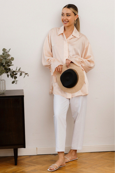 Жилет приталенный без лацканов из текстиля Ivera 5134 сливочный - фото 2