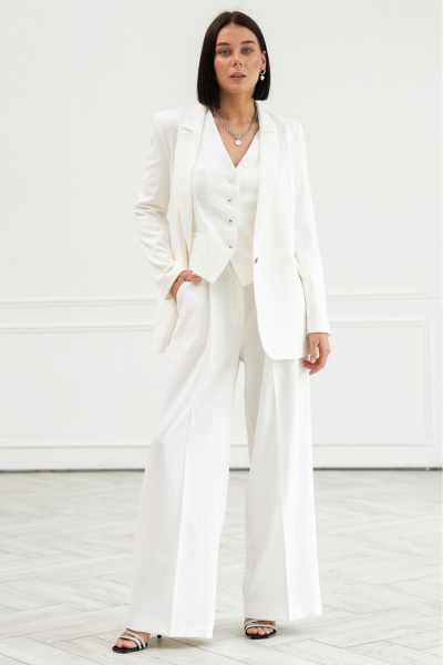 Жакет из текстиля с костюмными брюками Ivera 3039В молочный - фото 6