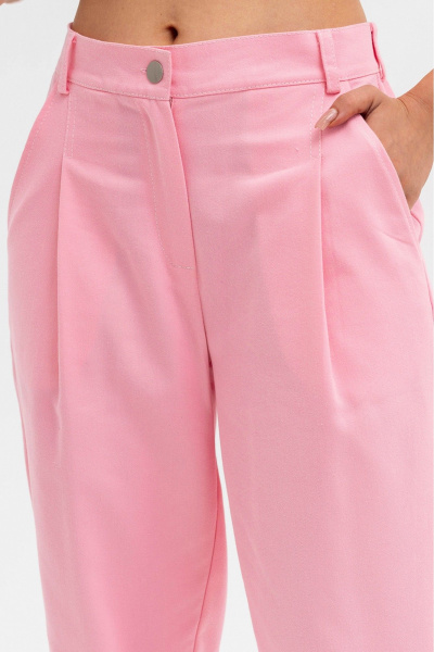 Розовые брюки из хлопка с шлевками и классическим кроем Ivera 2053 персик - фото 6