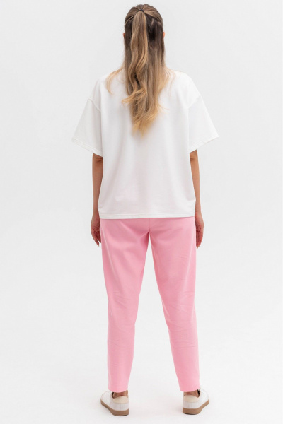 Розовые брюки из хлопка с шлевками и классическим кроем Ivera 2053 персик - фото 5