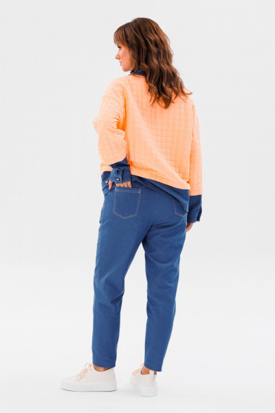 Джинсовый костюм с жакетом и зауженными брюками на каждый день Mubliz 185 оранж - фото 9