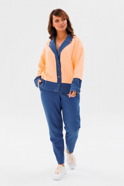 Джинсовый костюм с жакетом и зауженными брюками на каждый день Mubliz 185 оранж - фото 8