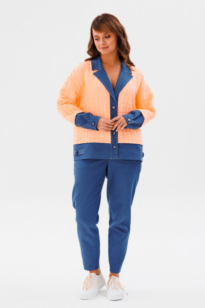 Джинсовый костюм с жакетом и зауженными брюками на каждый день Mubliz 185 оранж - фото 7