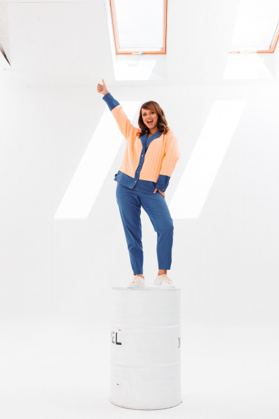 Джинсовый костюм с жакетом и зауженными брюками на каждый день Mubliz 185 оранж - фото 6