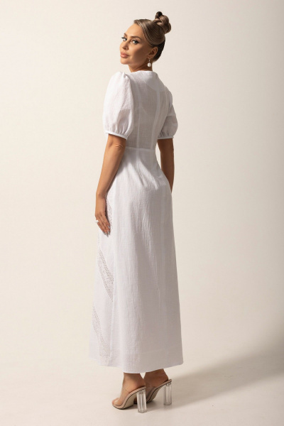 Платье из хлопка с кружевными вставками и классическим кроем Golden Valley 44034-1 белый - фото 4