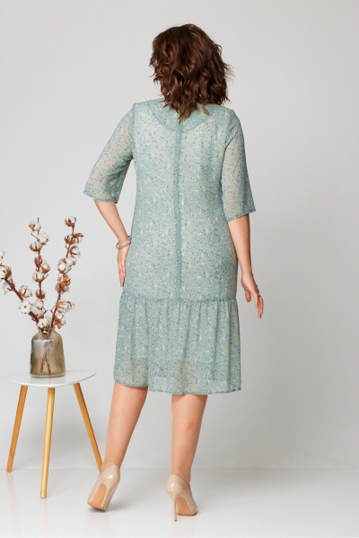 Платье из шифона с притачным воланом и нагрудными талиевыми вытачками Fortuna ШЖ 669 темная_мята - фото 2