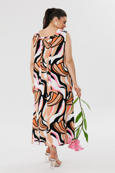 Трапеционный сарафан из вискозы с разрезами и вырезом Anelli 1472.2 пунш_из_папайи - фото 8