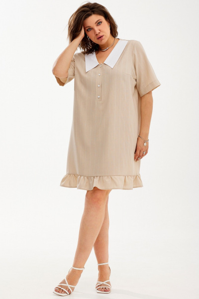 Летнее платье А-силуэта с цветочным принтом и воланом BegiModa 1038 кофейный - фото 6