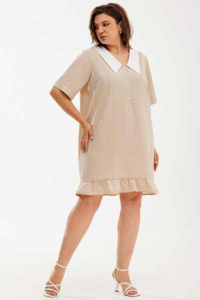 Летнее платье А-силуэта с цветочным принтом и воланом BegiModa 1038 кофейный - фото 4