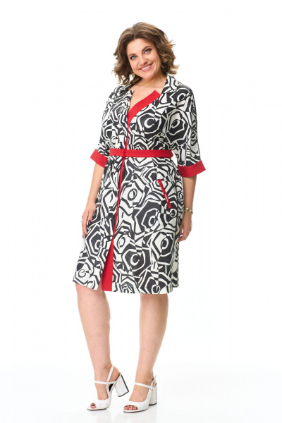 Платье Abbi 1030 красно-черный - фото 4