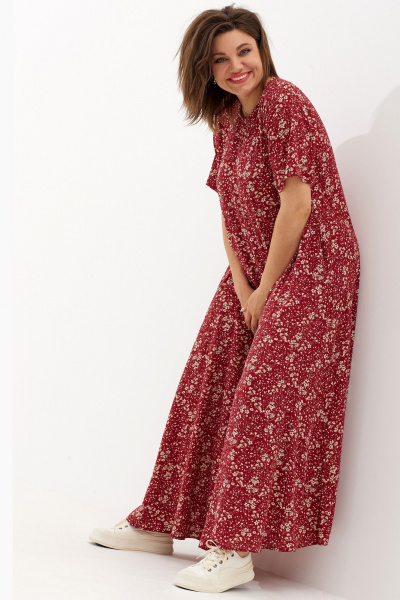 Бежевое платье рубашка с карманами и поясом из текстиля BegiModa 1039 вино - фото 6