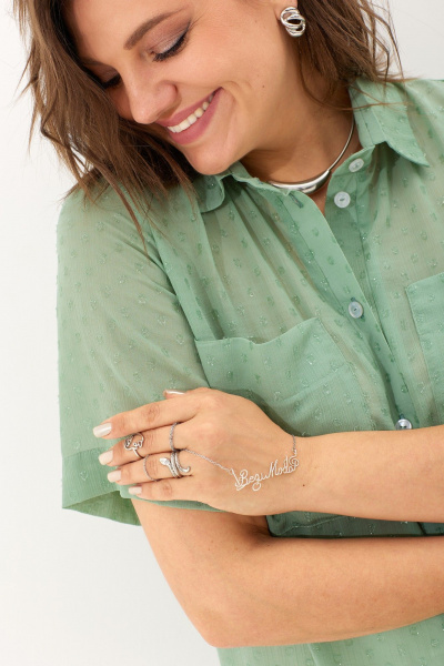 Легкая шифоновая блуза прямого кроя с карманами BegiModa 4098 нефрит - фото 8