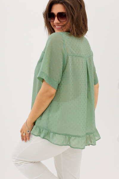 Легкая шифоновая блуза прямого кроя с карманами BegiModa 4098 нефрит - фото 6