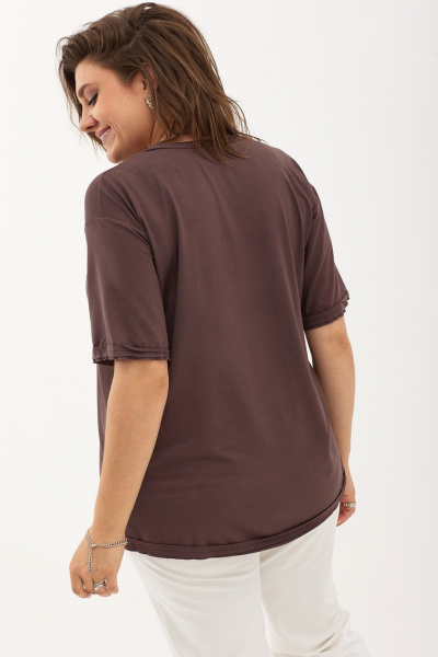Трикотажная блуза свободного кроя с укороченным рукавом BegiModa 4100 мокко - фото 6