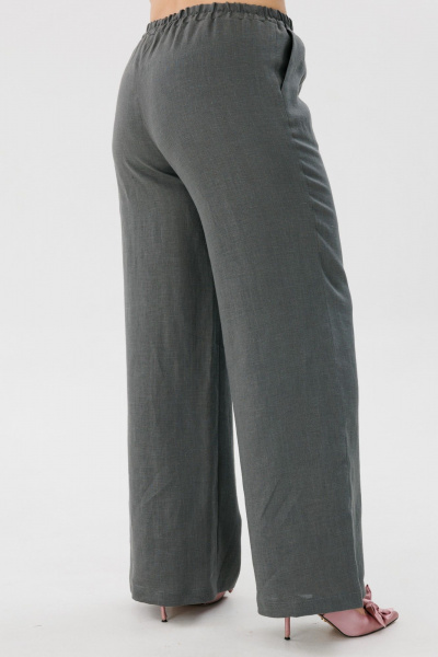 Льняные летние брюки на резинке с карманами и свободным кроем Anelli 1425.2 базальтово-серый - фото 5