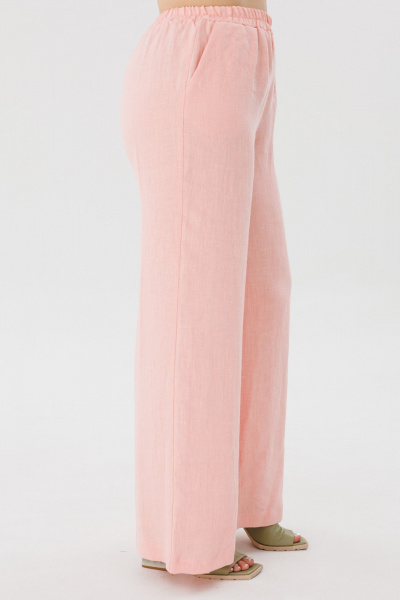 Льняные летние брюки с карманами и комфортной посадкой Anelli 1425.2 клубничный_крем - фото 5