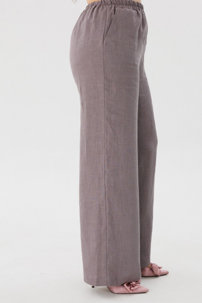 Льняные летние брюки с карманами в свободном стиле Anelli 1425.2 желудь - фото 5