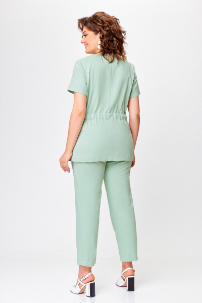 Зеленый летний костюм из хлопка с жакетом и брюками Swallow 759.2 мята - фото 12