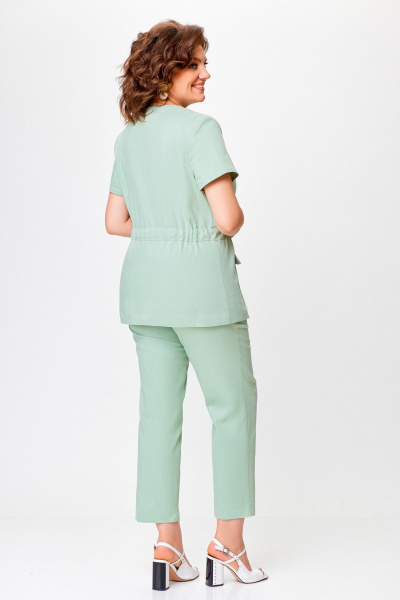 Зеленый летний костюм из хлопка с жакетом и брюками Swallow 759.2 мята - фото 11