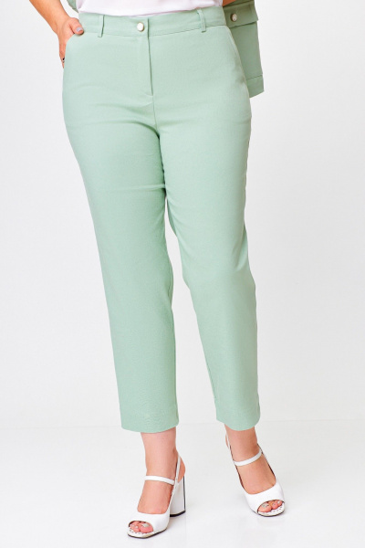 Зеленый летний костюм из хлопка с жакетом и брюками Swallow 759.2 мята - фото 5