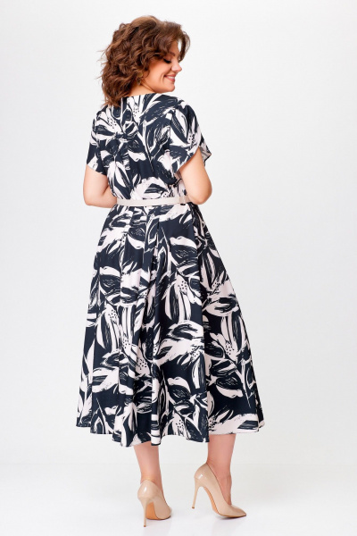 Летнее платье из вискозы в черном стиле на каждый день Swallow 760 черный+бежевые_цветы - фото 7