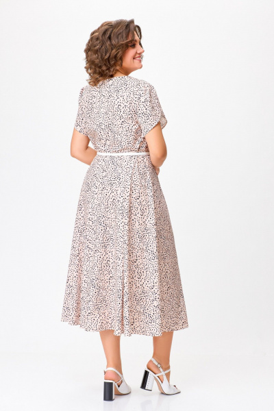 Платье А-силуэта из вискозы: с ремнем и на пуговицах Swallow 756 беж+черные_камушки - фото 10