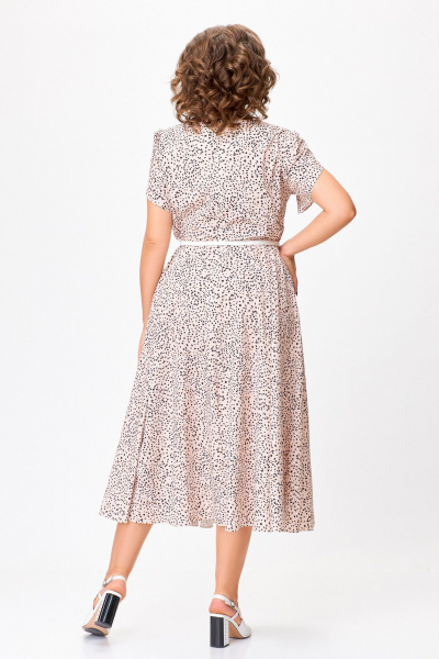 Платье А-силуэта из вискозы: с ремнем и на пуговицах Swallow 756 беж+черные_камушки - фото 9