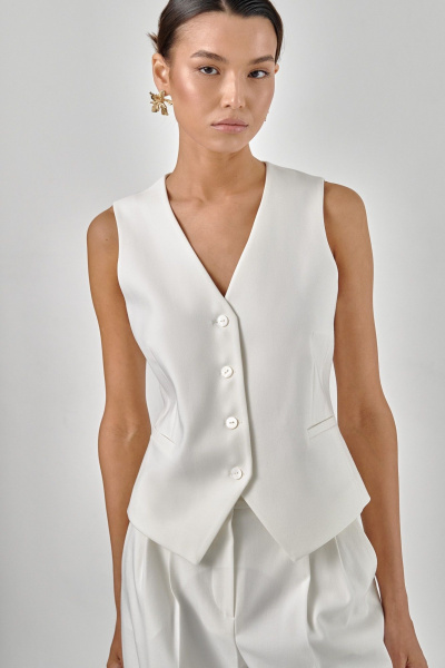 Белый жилет приталенного фасона на пуговицах, регулируемый HELEN BIRCH Ji001р - фото 1