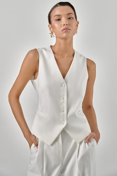 Белый жилет приталенного фасона на пуговицах, регулируемый HELEN BIRCH Ji001р - фото 2