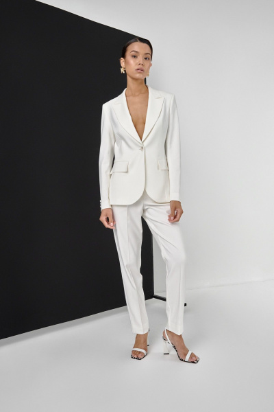 Классические зауженные брюки из костюмной ткани с высокой посадкой HELEN BIRCH K015а белый - фото 6