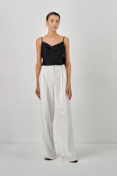 Молочные брюки с высокой посадкой и складками из костюмной ткани HELEN BIRCH В005b молочный - фото 2