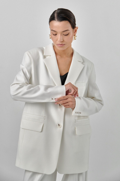 Оверсайз белый жакет из текстиля на подкладке HELEN BIRCH J021b.over - фото 3