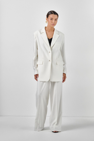 Оверсайз белый жакет из текстиля на подкладке HELEN BIRCH J021b.over - фото 2