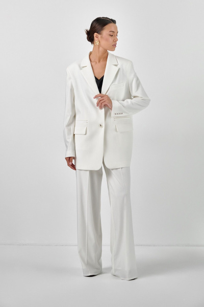 Оверсайз белый жакет из текстиля на подкладке HELEN BIRCH J021b.over - фото 1