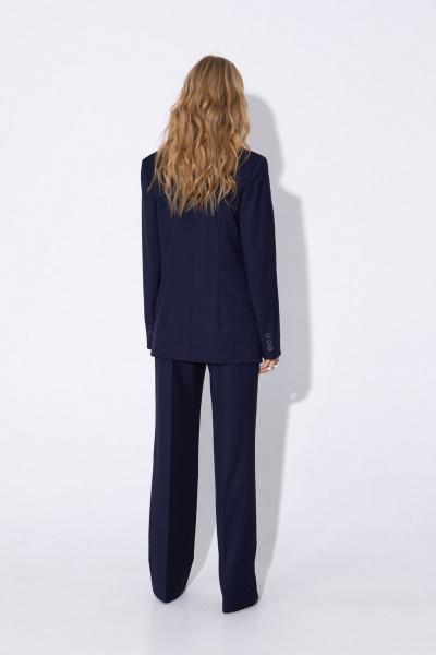 Деловой текстильный костюм-тройка из жакета, жилета и брюк PiRS 4956 темно-синий - фото 10