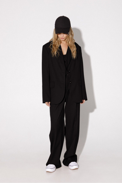 Черный костюм-двойка с расширенным жакетом и брюками PiRS 4999 черный - фото 2