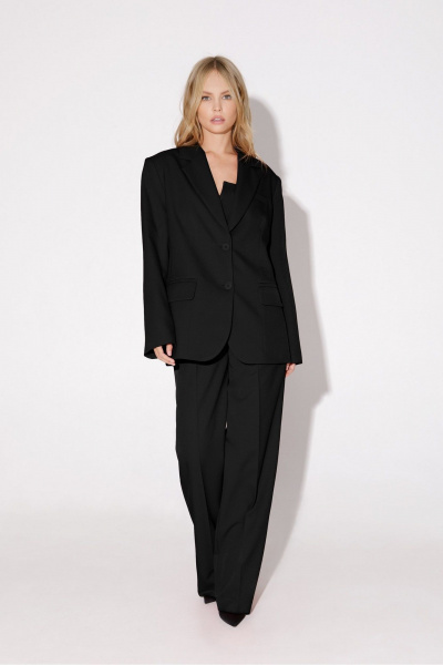 Костюм-двойка из жакета и брюк палаццо для делового образа PiRS 5025 черный - фото 1