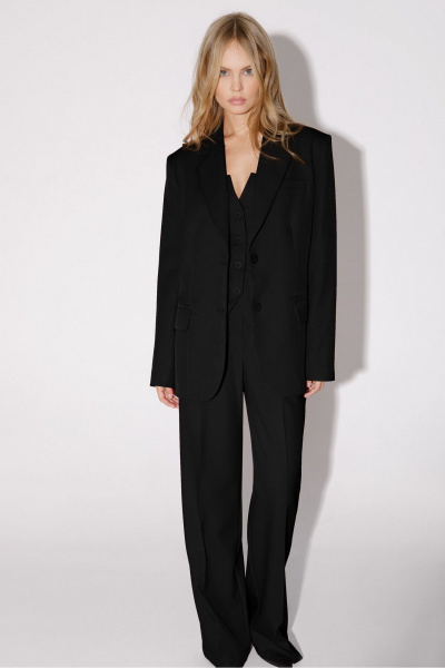 Костюм-тройка из жакета, топа-корсета и брюк со стрелками PiRS 5026 черный - фото 4