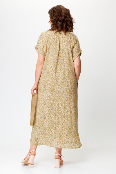 Платье рубашечного типа из вискозы с разрезом и поясом Michel chic 993/2 песок - фото 6