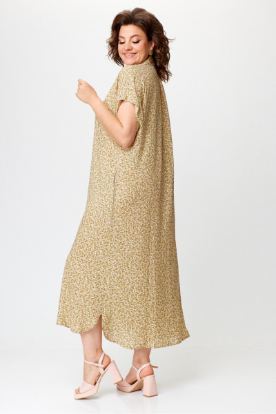 Платье рубашечного типа из вискозы с разрезом и поясом Michel chic 993/2 песок - фото 5