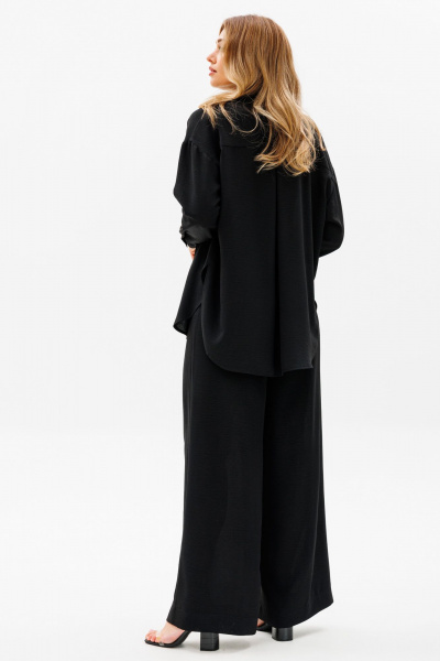 Комплект из рубашки, брюк и топа из текстиля AVRIL 3002-B чёрный - фото 2