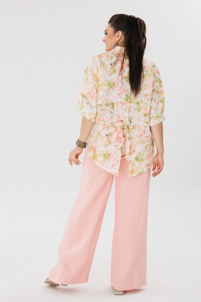 Блуза, брюки Anelli 1465 цветок-миндаля+клубничный-крем - фото 5