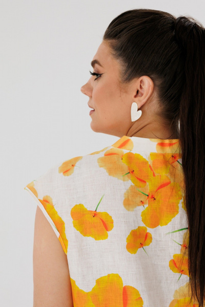 Платье из льна с принтом и полуприлегающим силуэтом Anelli 1424 ван_гог - фото 7