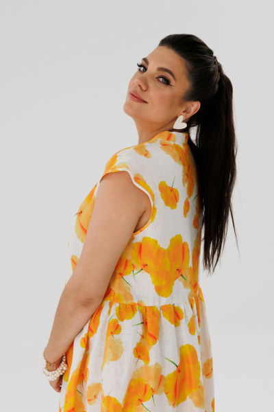 Платье из льна с принтом и полуприлегающим силуэтом Anelli 1424 ван_гог - фото 5