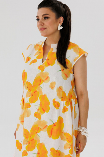 Платье из льна с принтом и полуприлегающим силуэтом Anelli 1424 ван_гог - фото 3