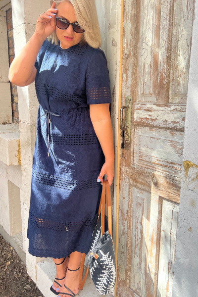 Платье из хлопка с кулисой и V-образным вырезом AMUARt 1011 - фото 4